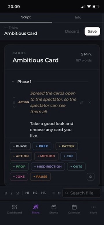 Dashboard in Magician's Kit