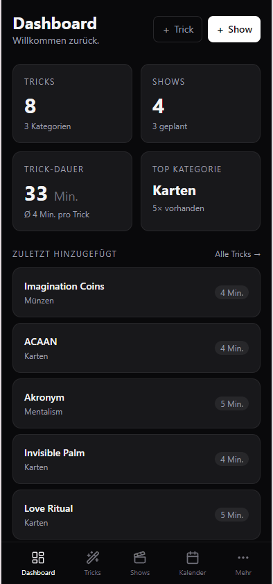 Dashboard in Magician's Kit