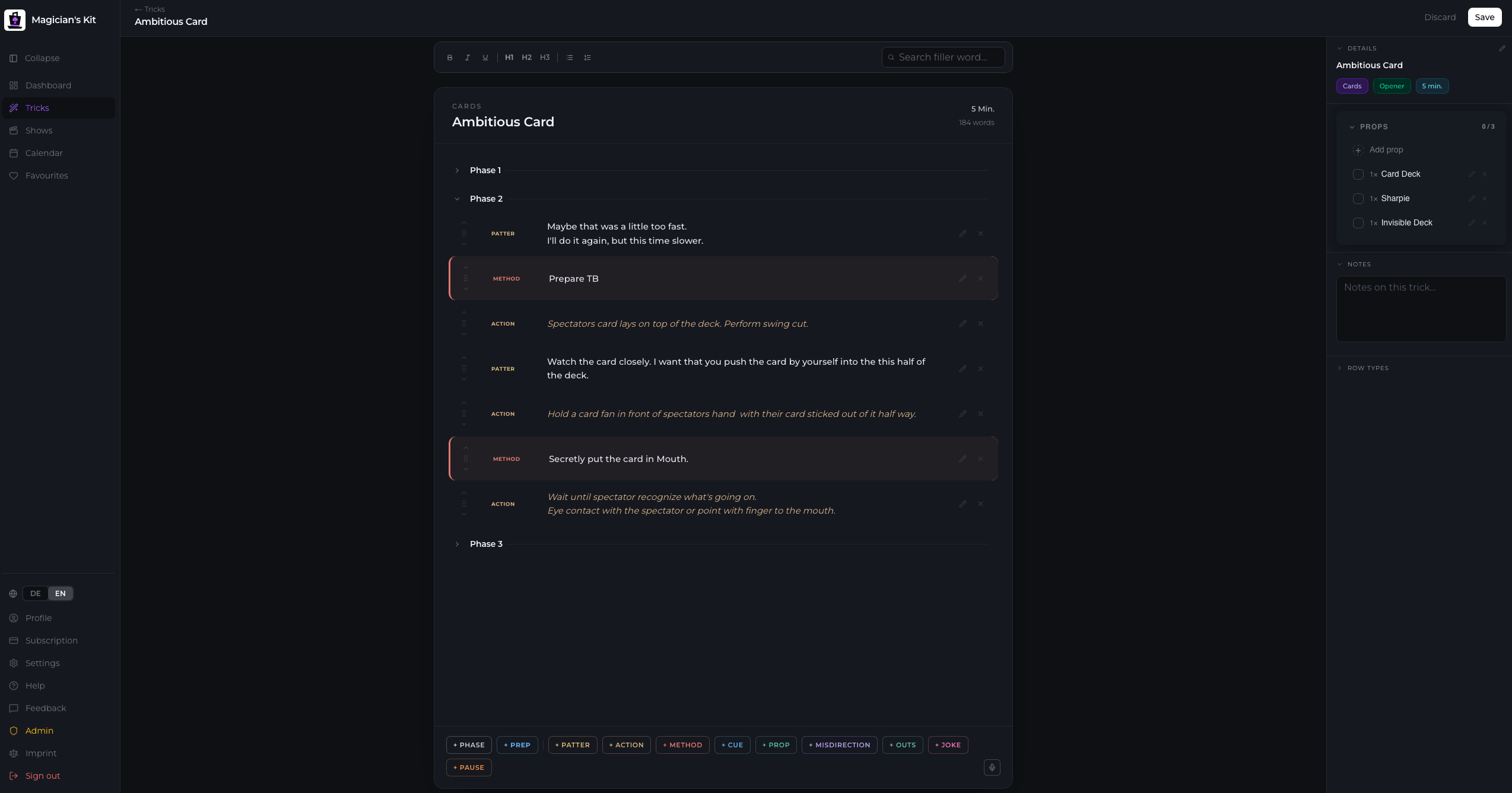 Magician's Kit Dashboard