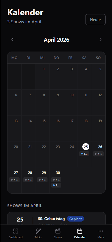 Showkalender in Magician's Kit